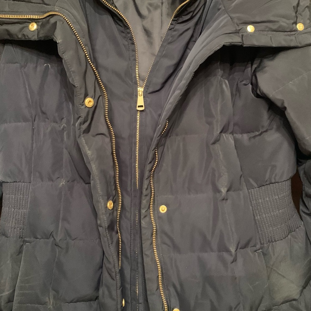 Cole haan winter coat with gold buttons and zipper